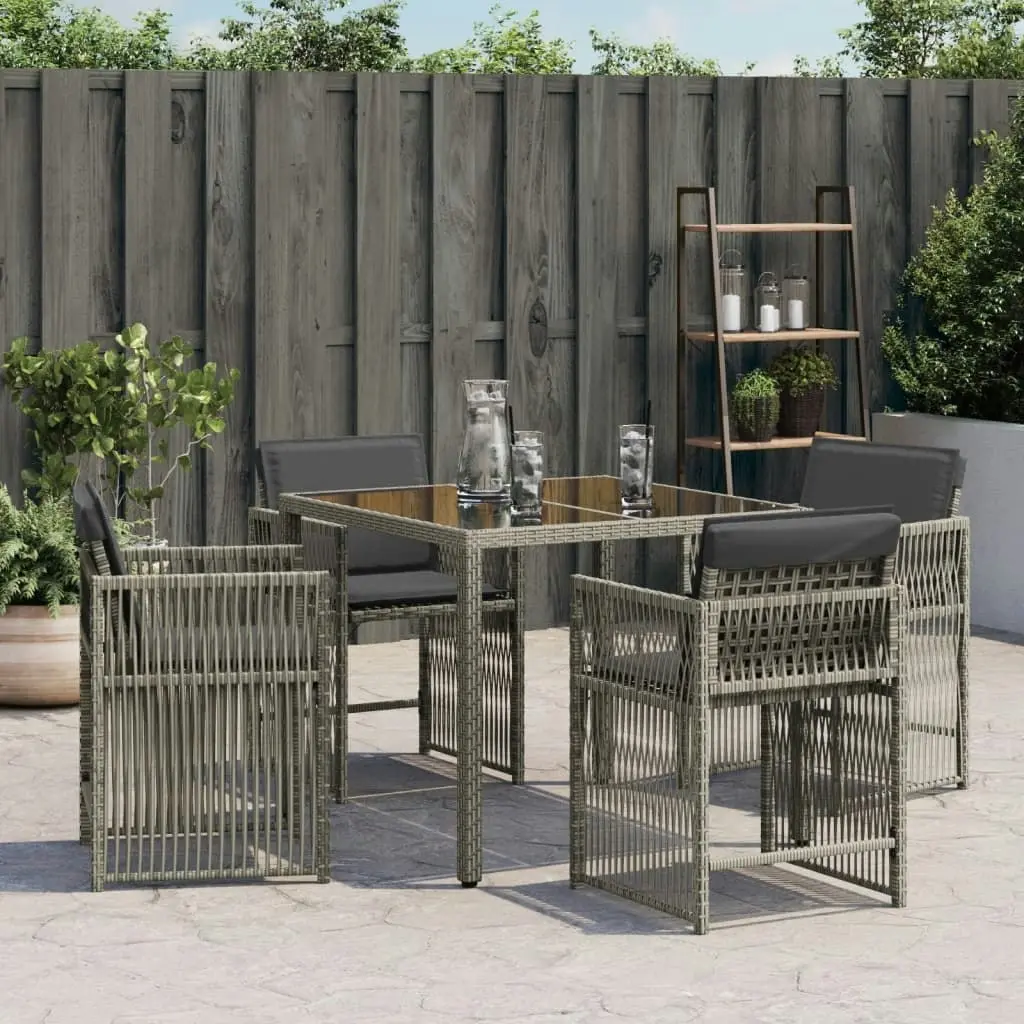 Garden Chairs with Cushions 4 pcs Grey Poly Rattan 365036