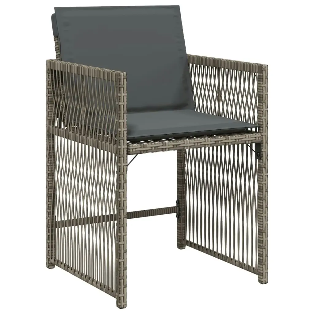 Garden Chairs with Cushions 4 pcs Grey Poly Rattan 365036