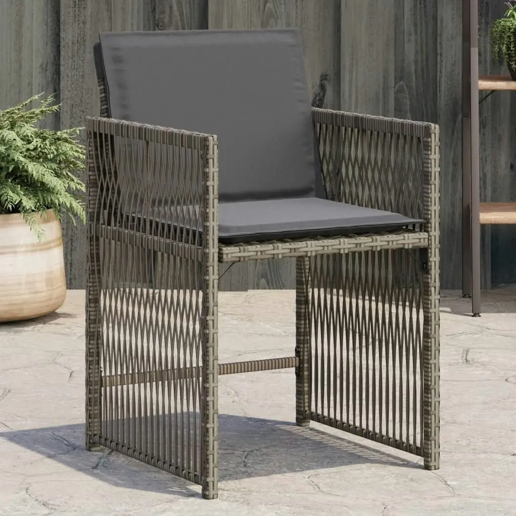 Garden Chairs with Cushions 4 pcs Grey Poly Rattan 365036