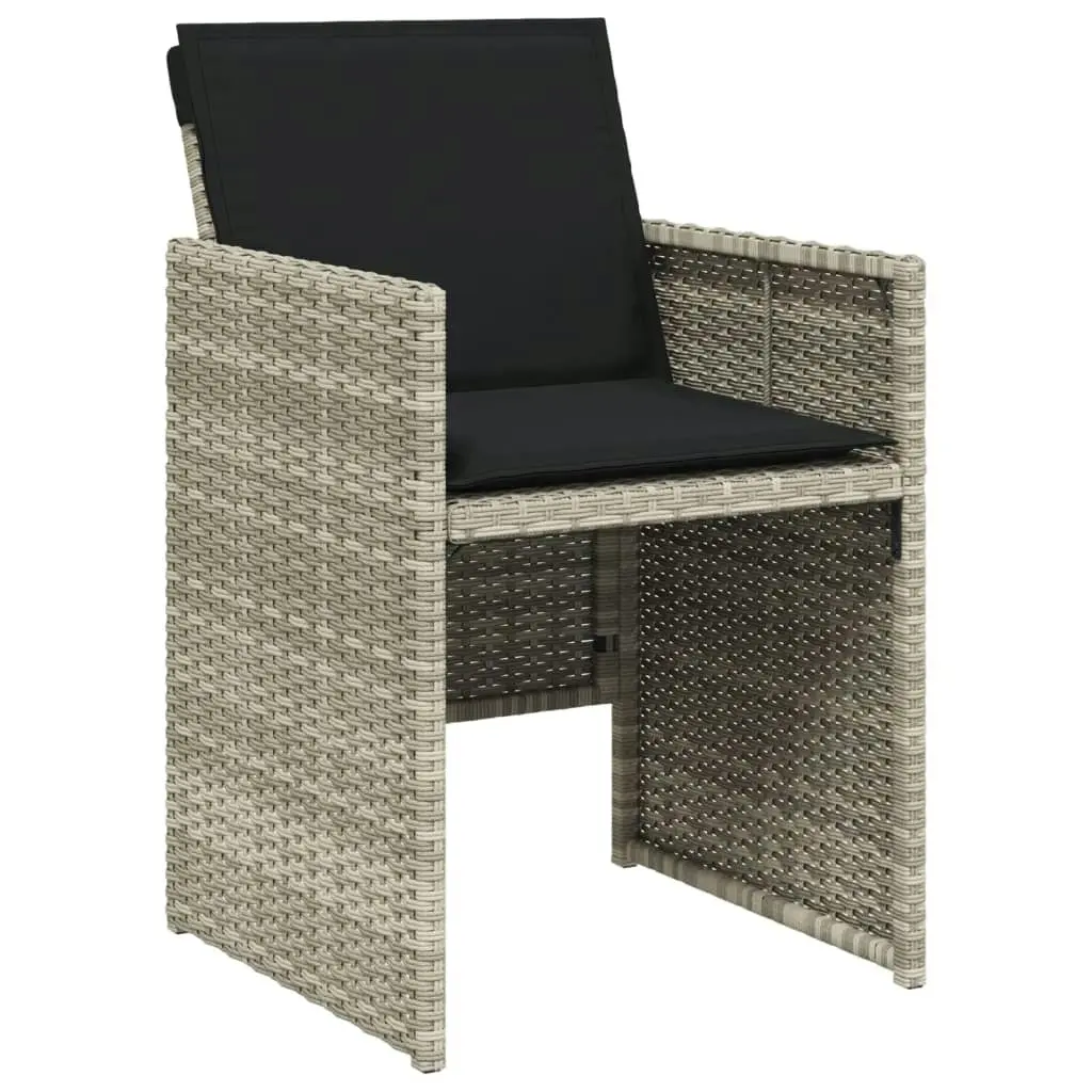 Garden Chairs with Cushions 4 pcs Light Grey Poly Rattan 364937