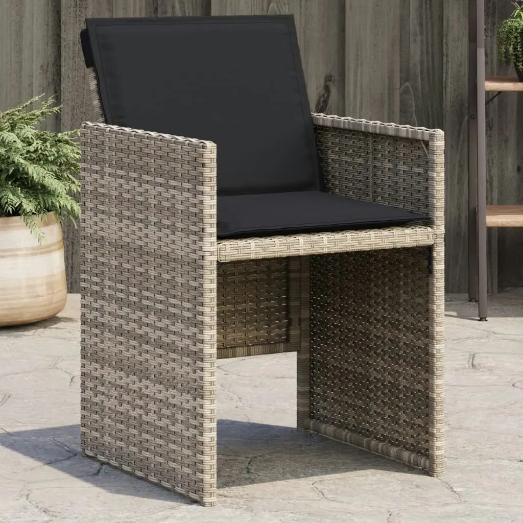 Garden Chairs with Cushions 4 pcs Light Grey Poly Rattan 364937