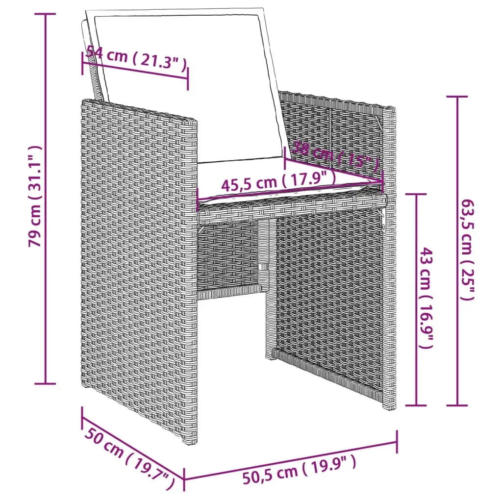 Garden Chairs with Cushions 4 pcs Light Grey Poly Rattan 364937