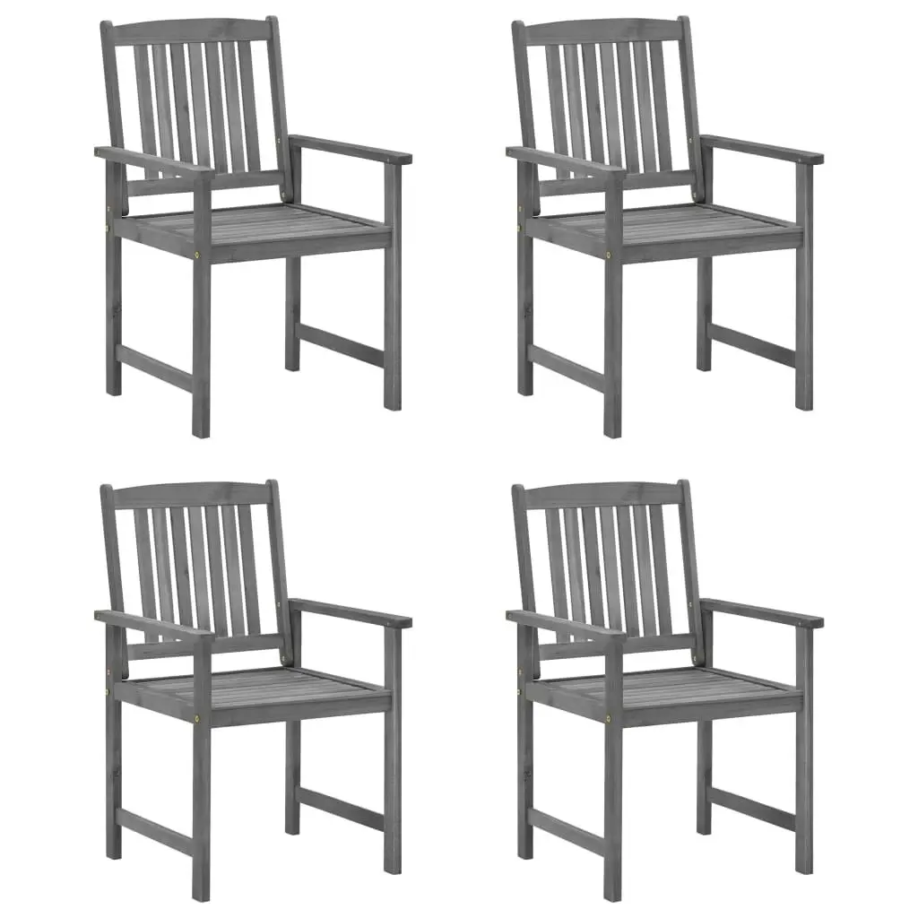 Garden Chairs with Cushions 4 pcs Grey Solid Acacia Wood 3061226