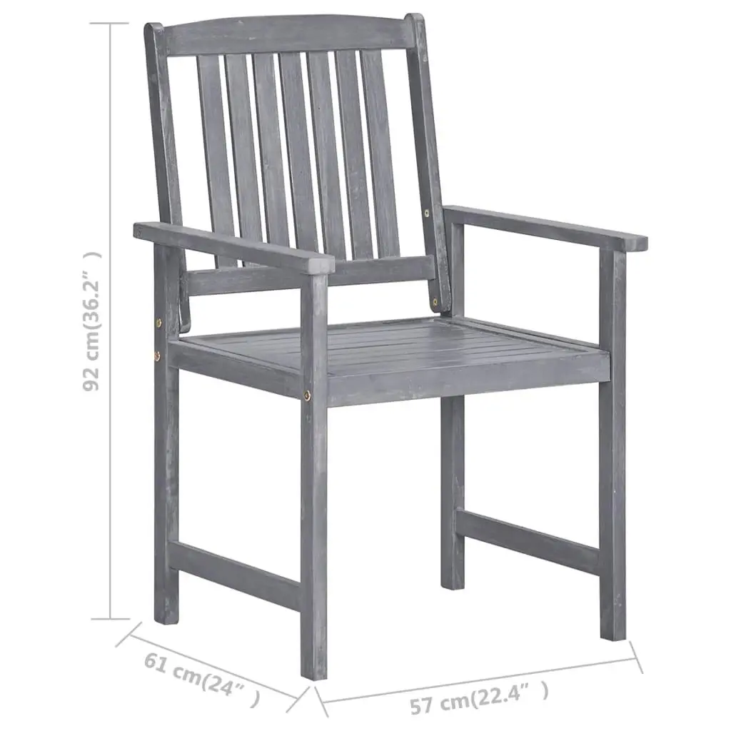 Garden Chairs with Cushions 4 pcs Grey Solid Acacia Wood 3061226