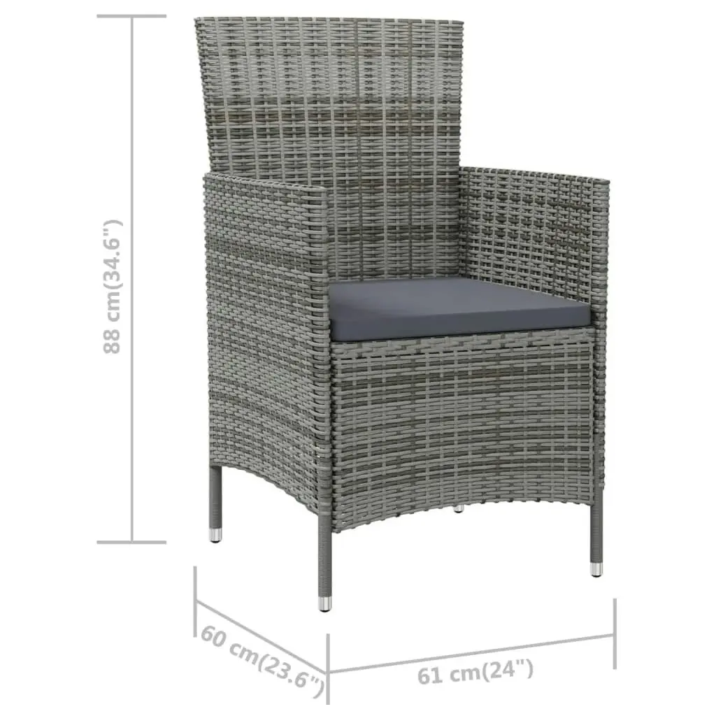 Garden Chairs with Cushions 4 pcs Poly Rattan Grey 316690