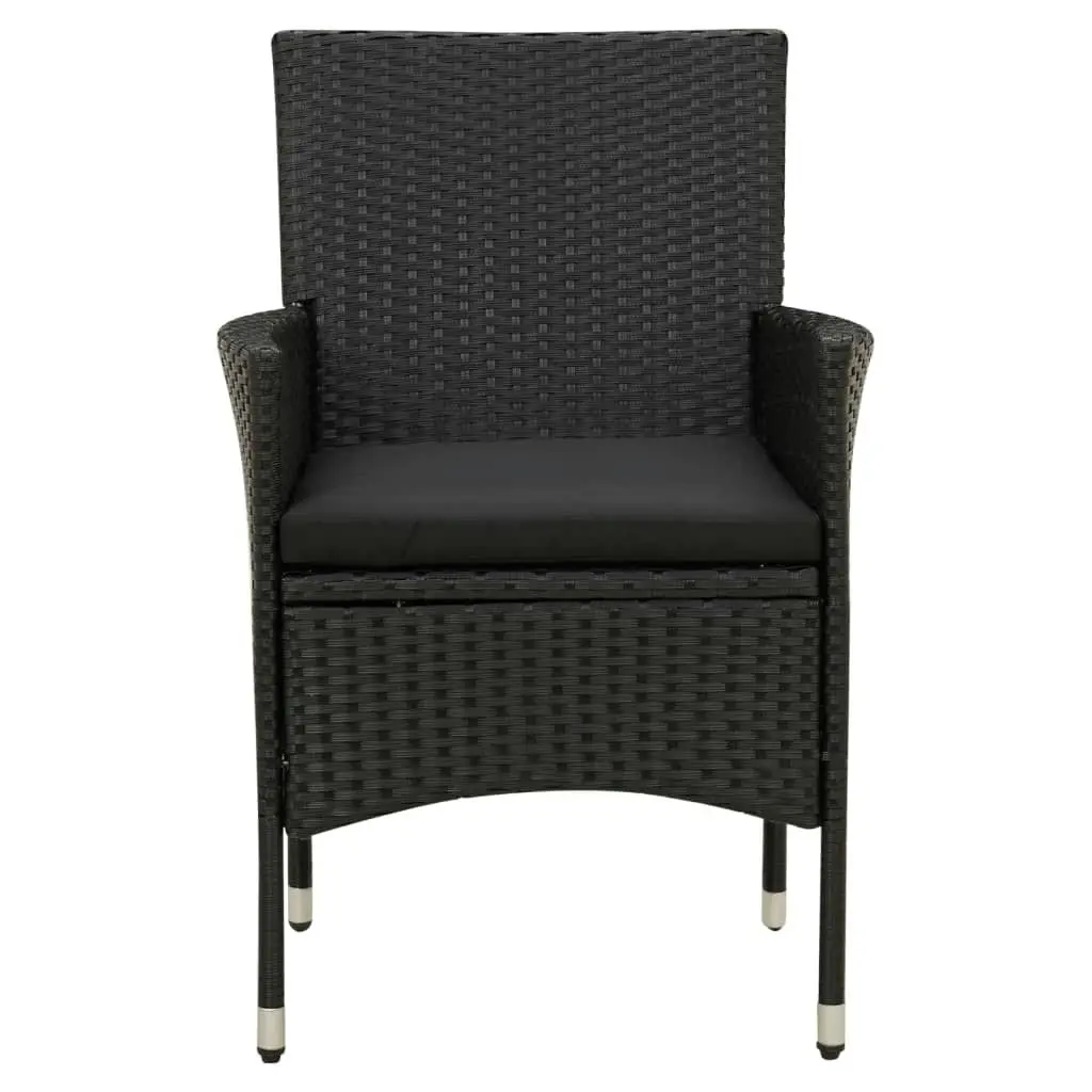 Garden Chairs with Cushions 4 pcs Poly Rattan Black 316689