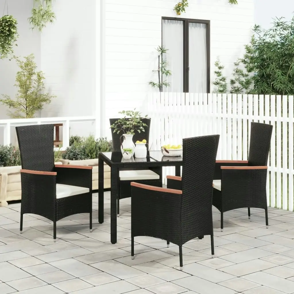 Garden Chairs with Cushions 4 pcs Poly Rattan Black 319527