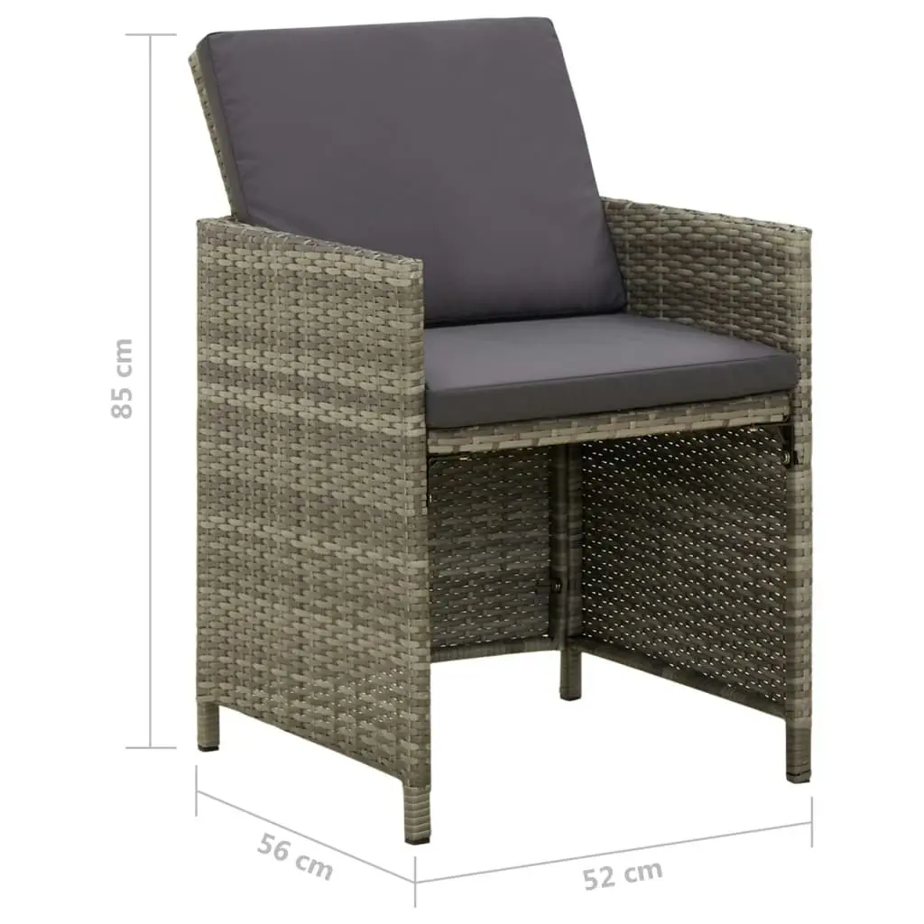 Garden Chairs with Cushions 4 pcs Poly Rattan Grey 316747