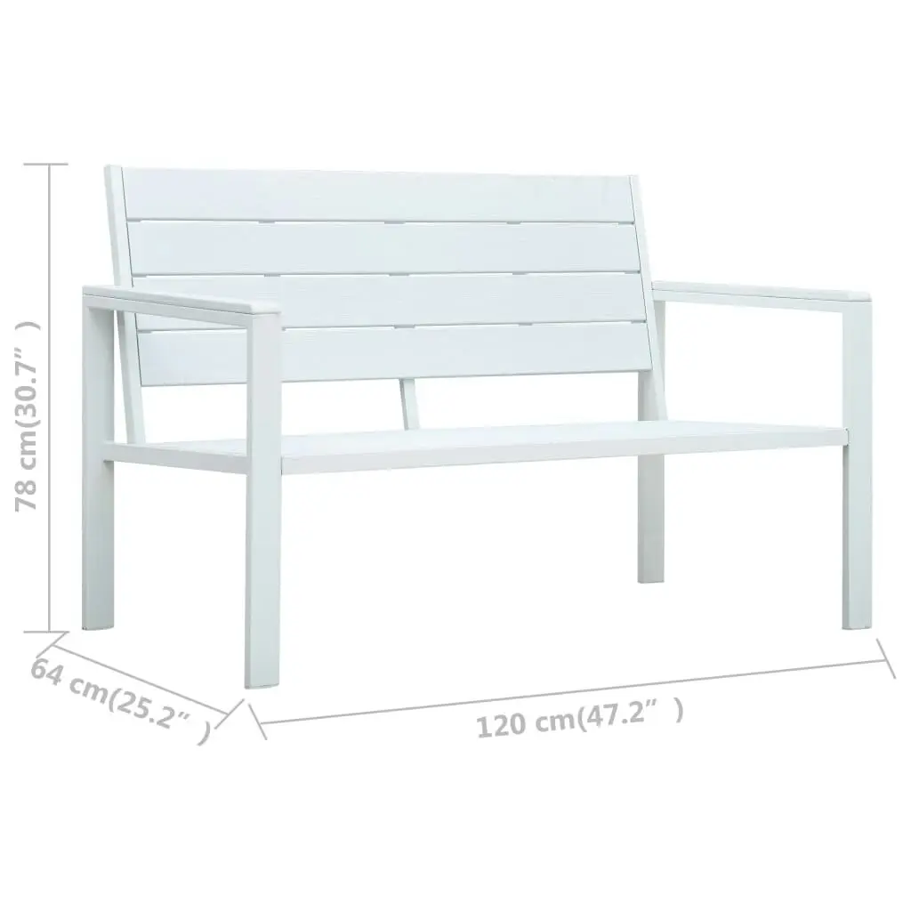 Garden Bench 120 cm HDPE White Wood Look 47870