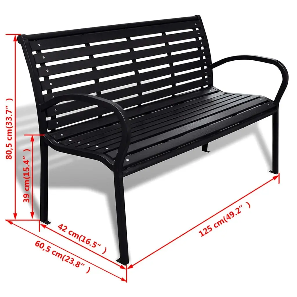 Garden Bench 125 cm Steel and WPC Black 41556