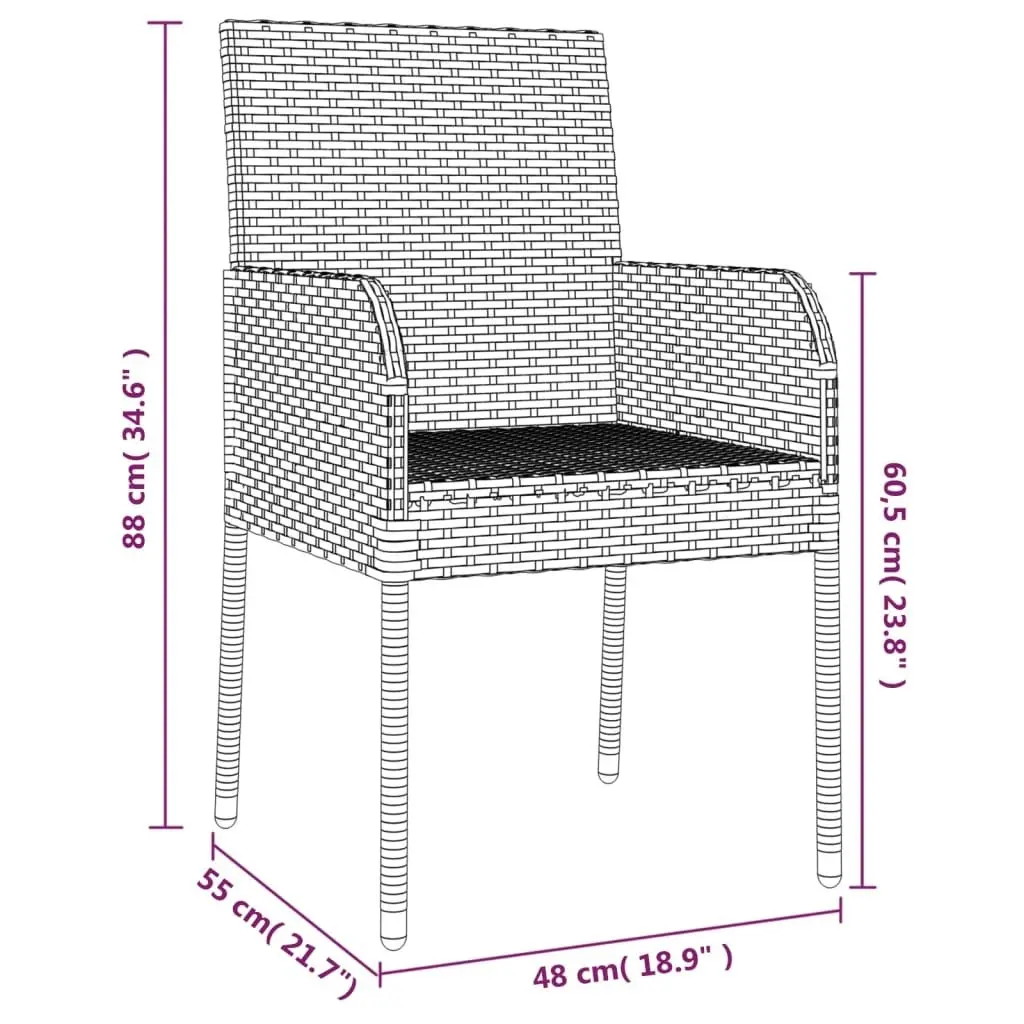 Garden Chairs with Cushions 4 pcs Poly Rattan Grey 319888