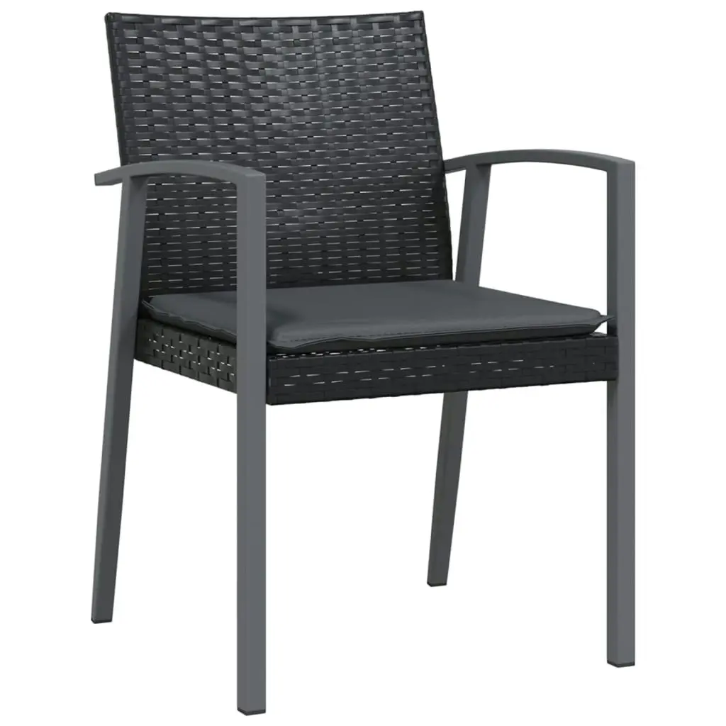 Garden Chairs with Cushions 6 pcs Black 56.5x57x83 cm Poly Rattan 3187080