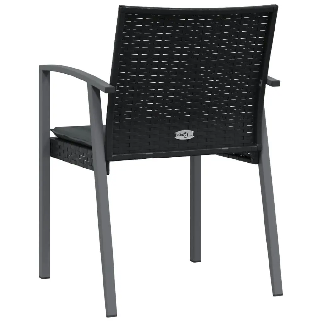 Garden Chairs with Cushions 6 pcs Black 56.5x57x83 cm Poly Rattan 3187080