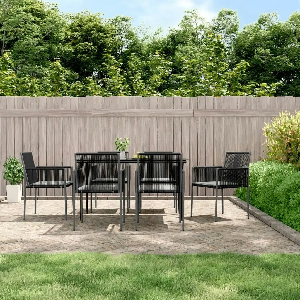 Garden Chairs with Cushions 6 pcs Black 54x60.5x83.5 cm Poly Rattan 3187092