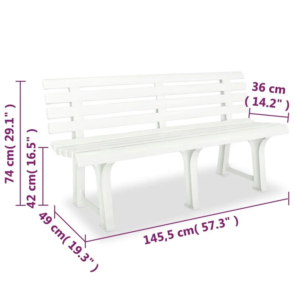 Garden Bench 145.5 cm Plastic White 43583