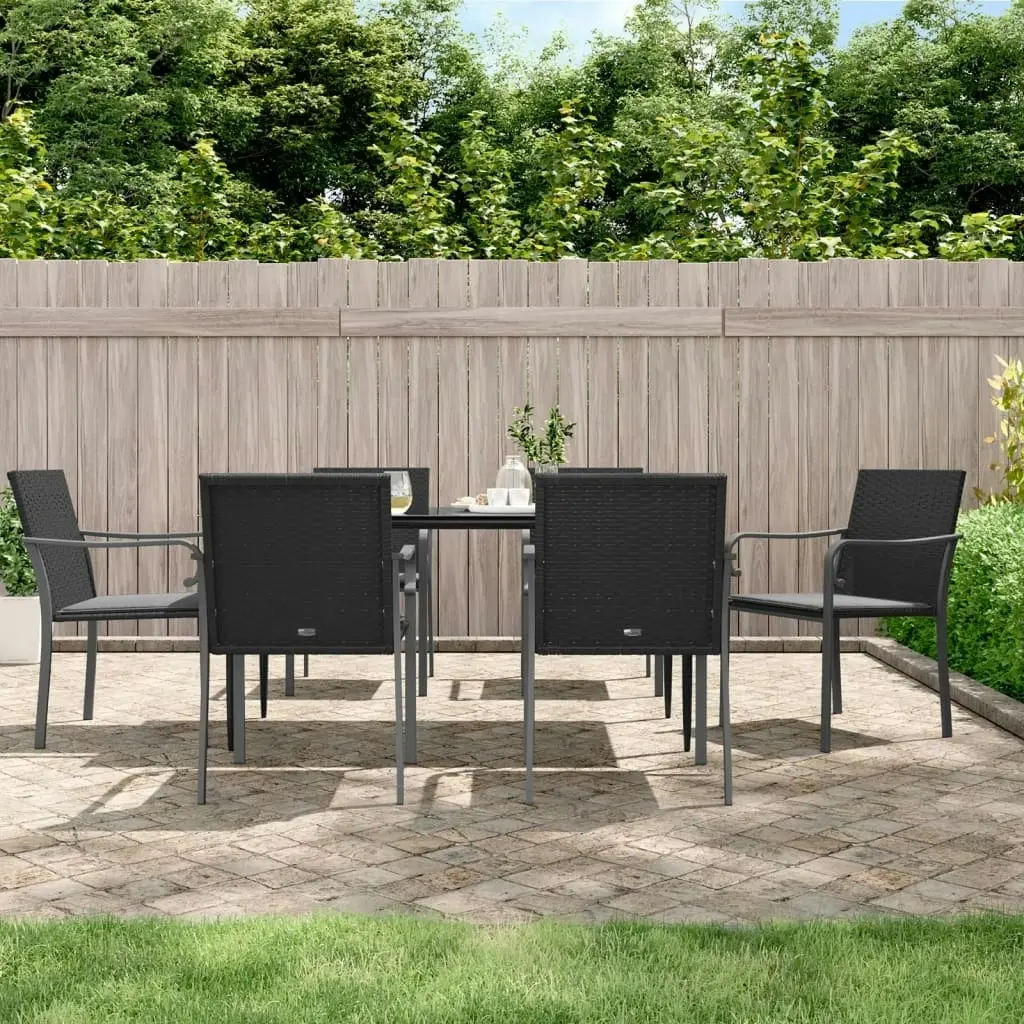 Garden Chairs with Cushions 6 pcs Black 56x59x84 cm Poly Rattan 3187076