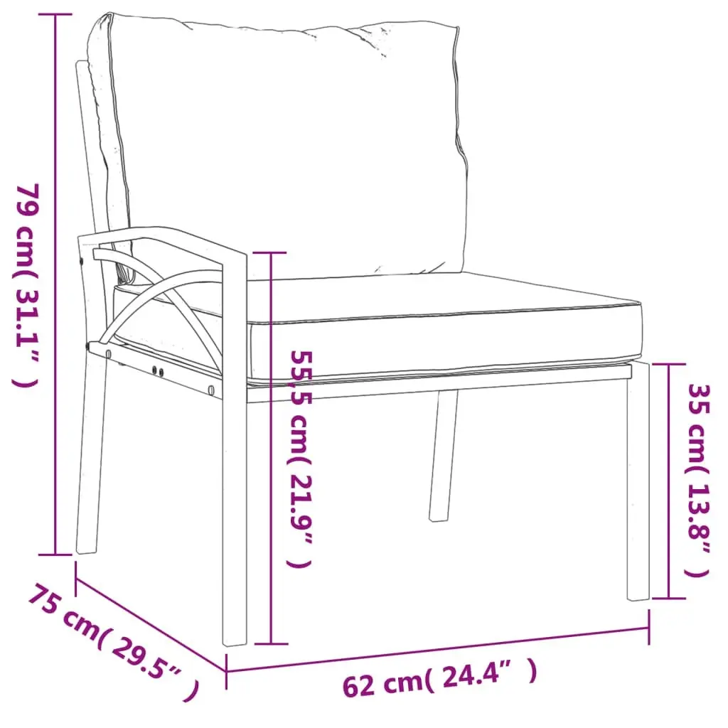 Garden Chairs with Grey Cushions 2 pcs 62x75x79 cm Steel 362716