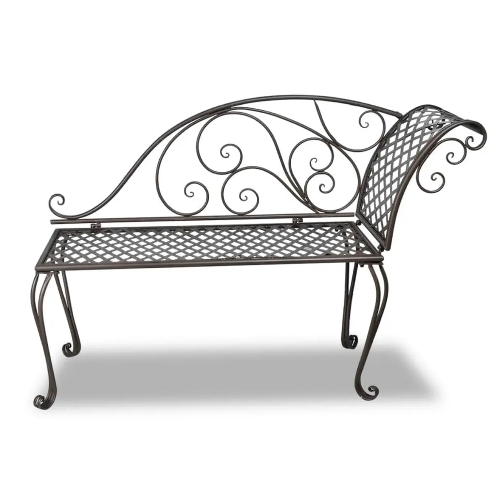 Garden Chaise Lounge 128 cm Steel Antique Brown 40717