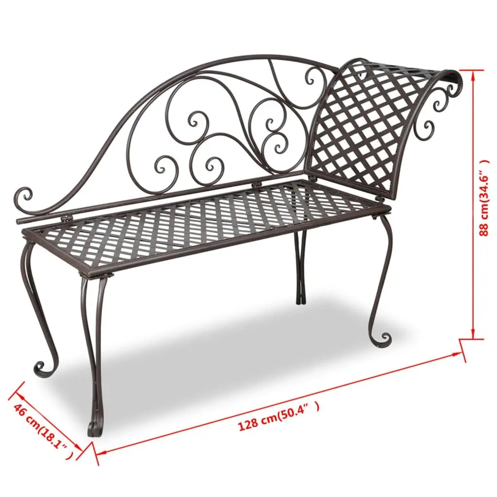 Garden Chaise Lounge 128 cm Steel Antique Brown 40717