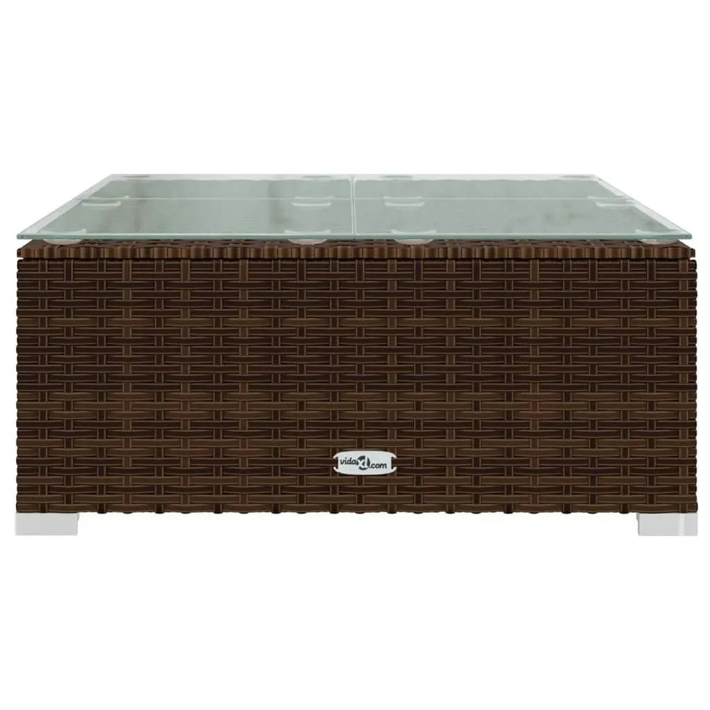 Garden Coffee Table Brown 60x60x30 cm Poly Rattan and Glass 317502