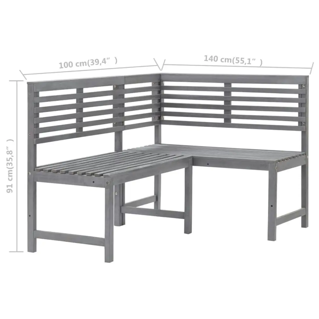 Garden Corner Bench Grey 140 cm Solid Acacia Wood 312423