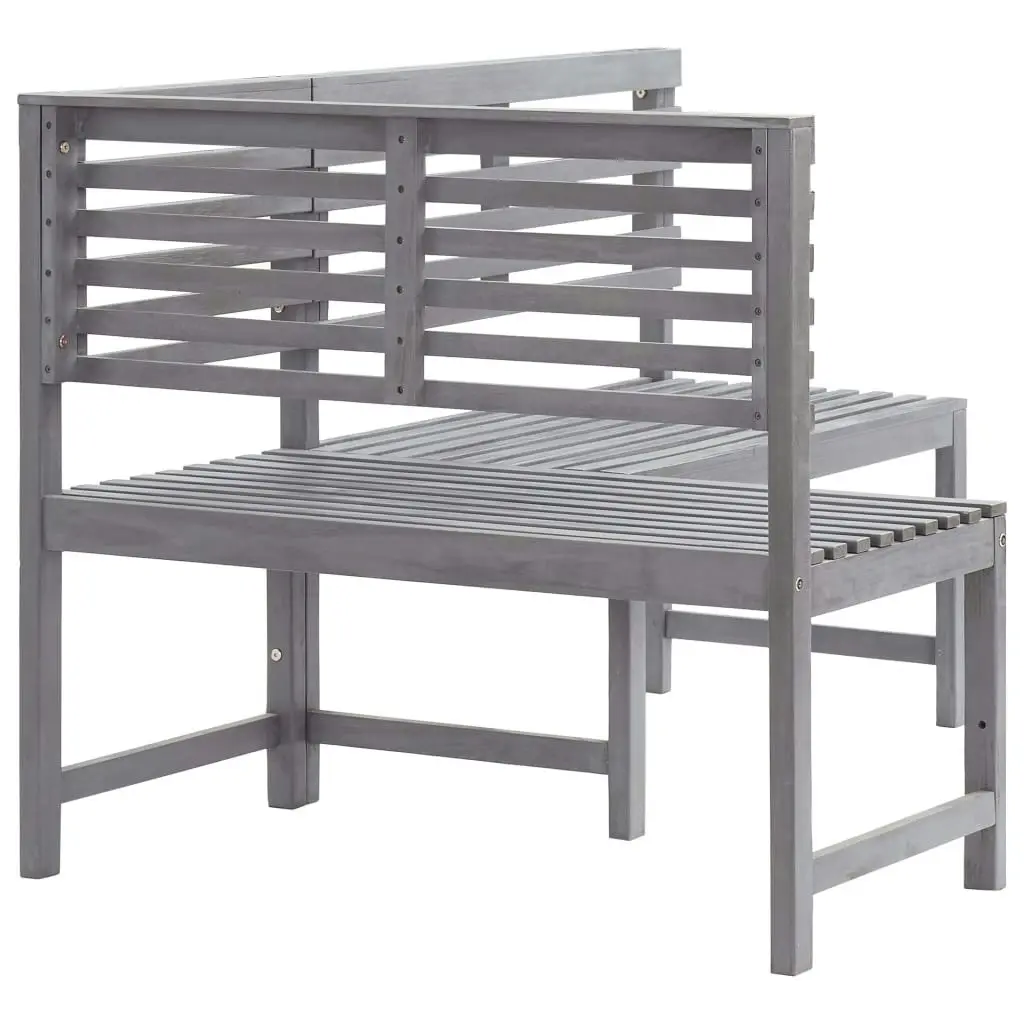 Garden Corner Bench Grey 140 cm Solid Acacia Wood 312423