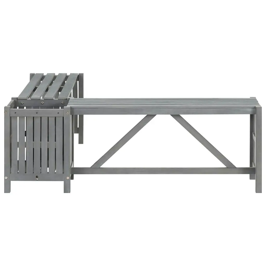 Garden Corner Bench with Planter 117cm Solid Acacia Wood Grey 311824