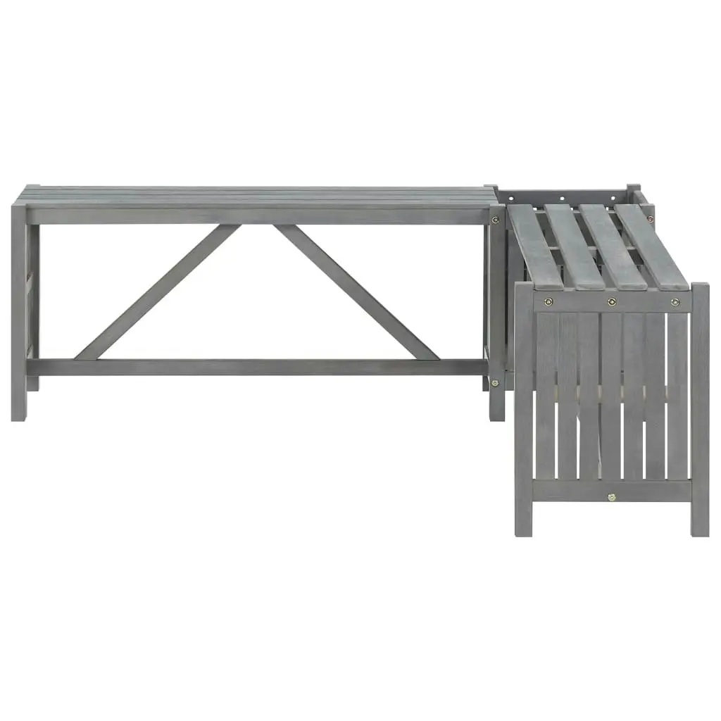 Garden Corner Bench with Planter 117cm Solid Acacia Wood Grey 311824