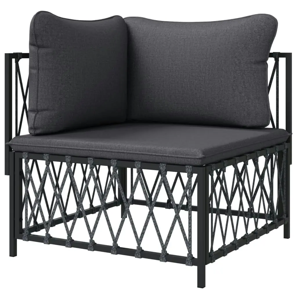 Garden Corner Sofa with Cushions Anthracite Woven Fabric 364142