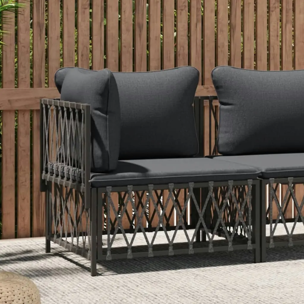 Garden Corner Sofa with Cushions Anthracite Woven Fabric 364142