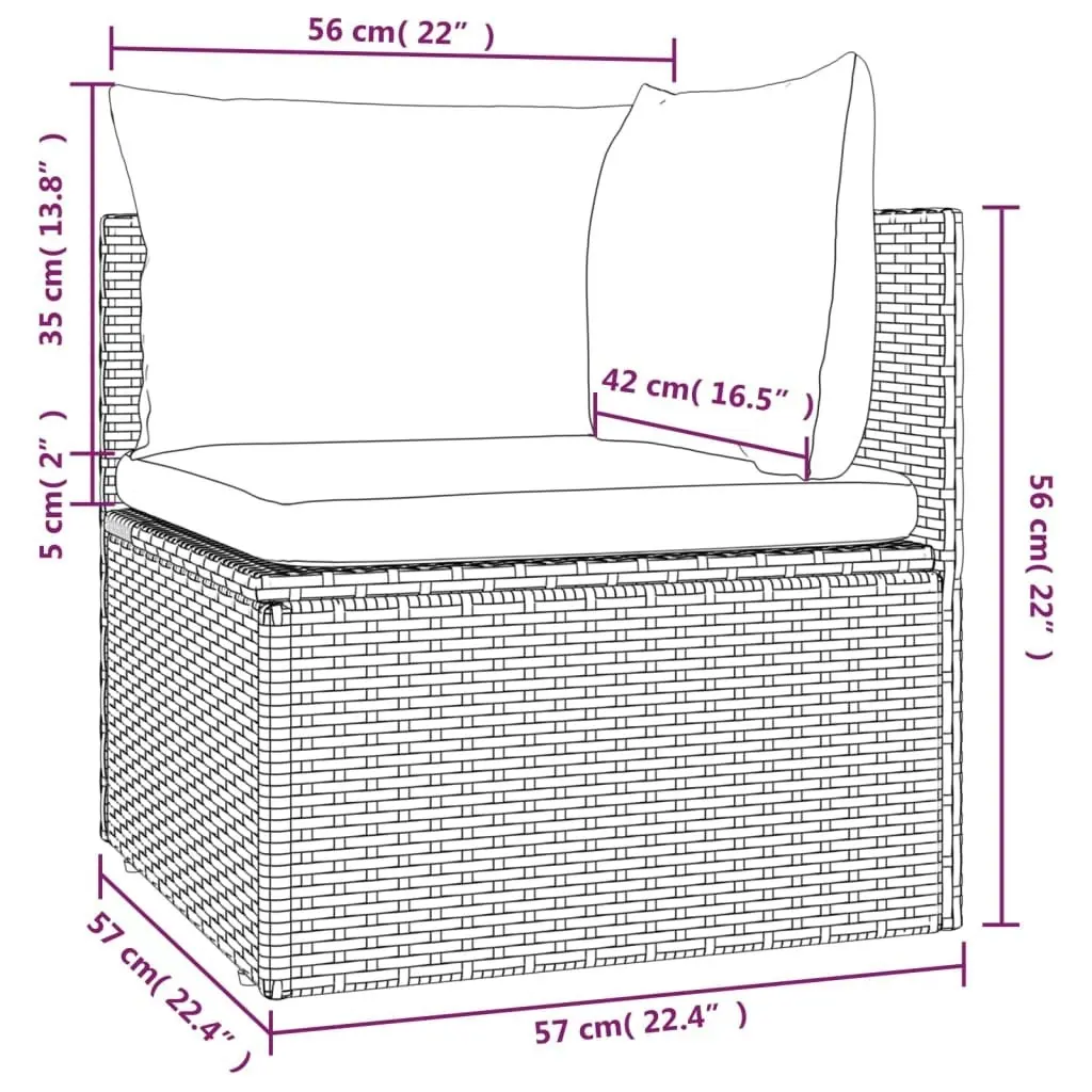 Garden Corner Sofa with Cushion Grey 57x57x56 cm Poly Rattan 318670