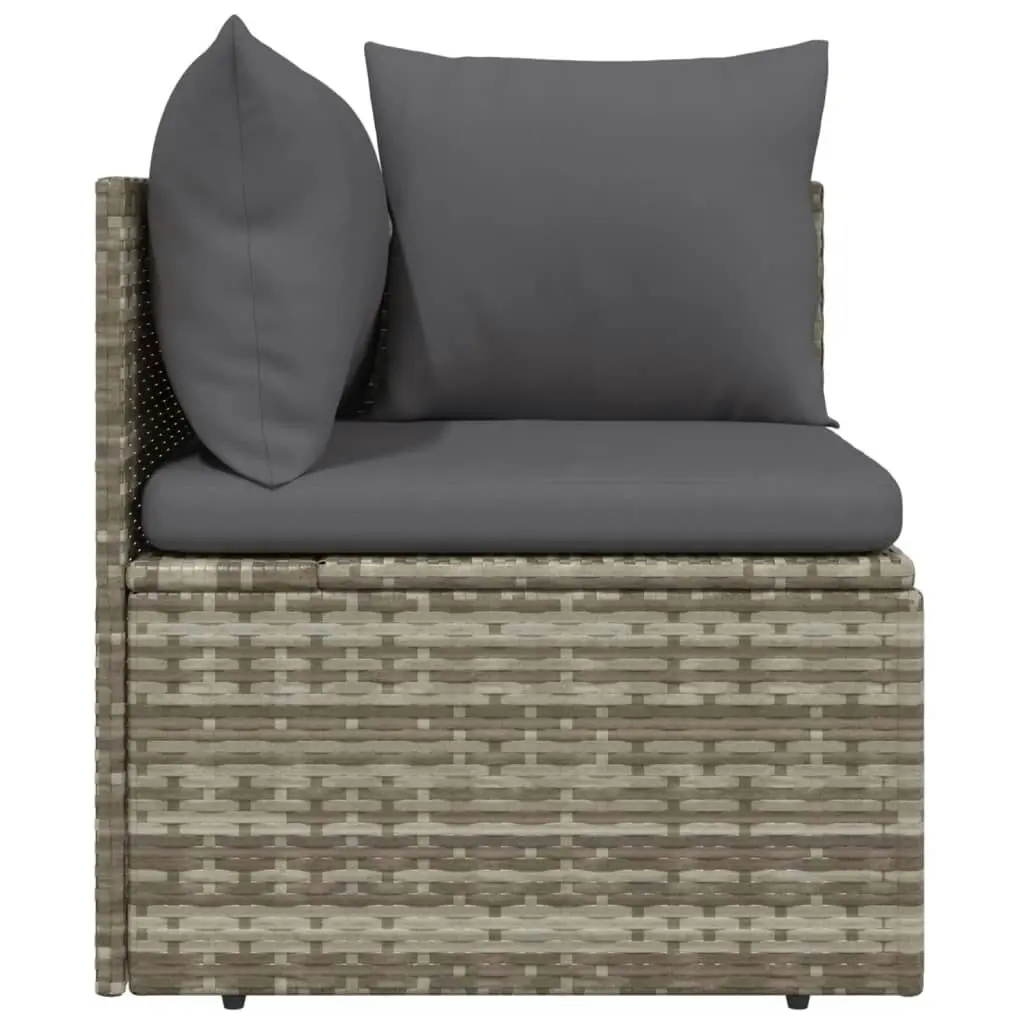 Garden Corner Sofa with Cushion Grey 57x57x56 cm Poly Rattan 318670