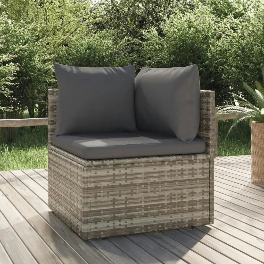 Garden Corner Sofa with Cushion Grey 57x57x56 cm Poly Rattan 318670