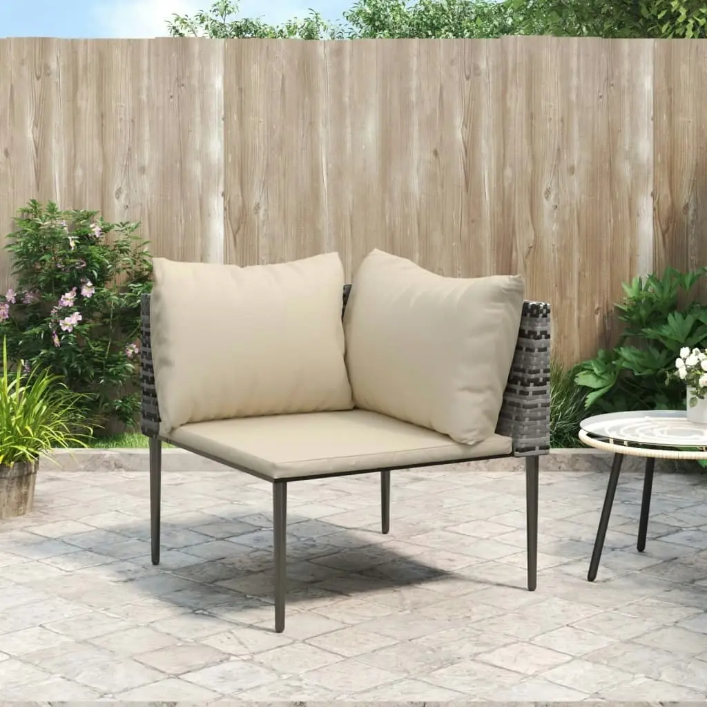 Garden Corner Sofa with Cushions Grey Poly Rattan 364123