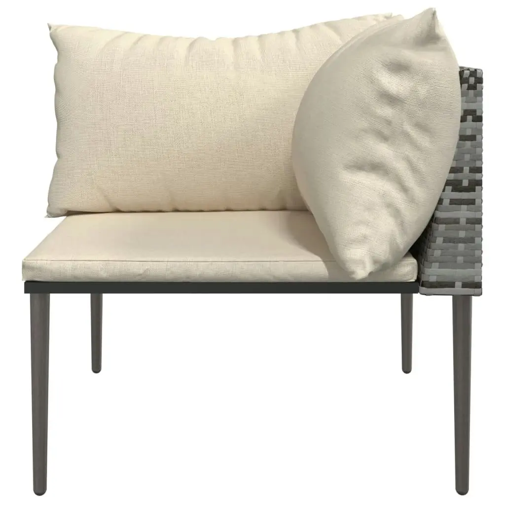 Garden Corner Sofa with Cushions Grey Poly Rattan 364123