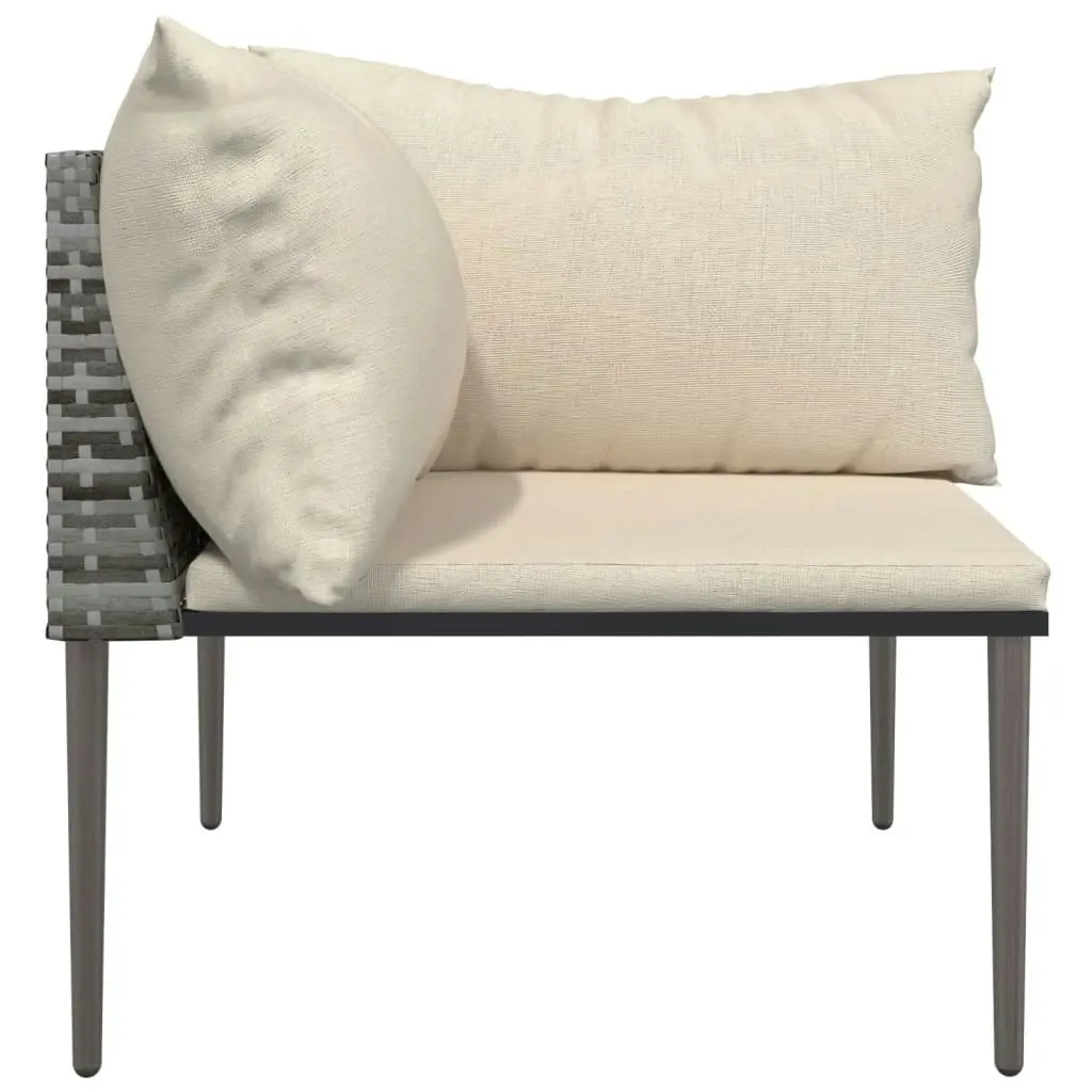 Garden Corner Sofa with Cushions Grey Poly Rattan 364123