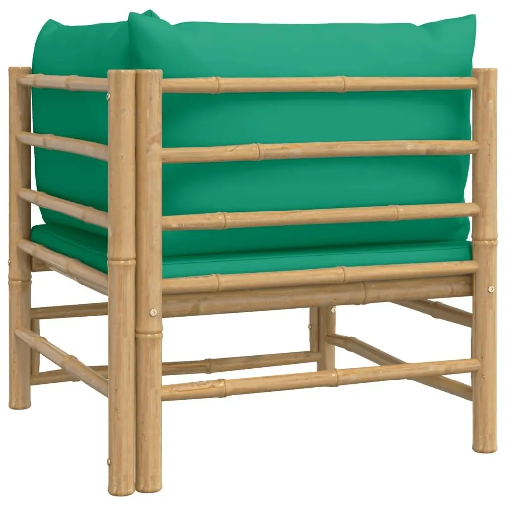 Garden Corner Sofa with Green Cushions Bamboo 362293