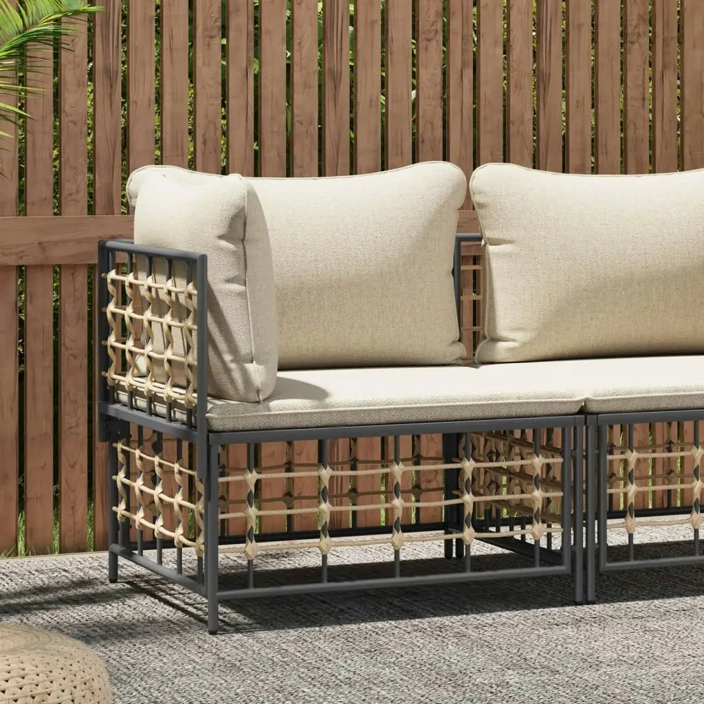 Garden Corner Sofa with Beige Cushions Poly Rattan 364130