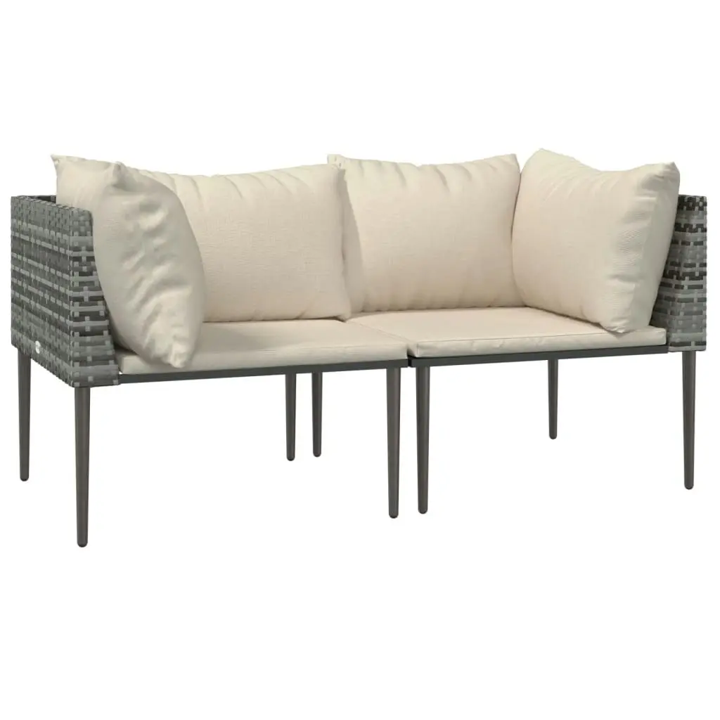 Garden Corner Sofas with Cushions 2 pcs Grey Poly Rattan 364126