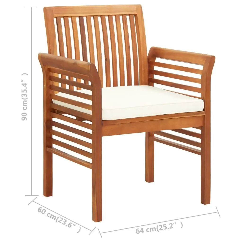 Garden Dining Chair with Cushion Solid Acacia Wood 45964