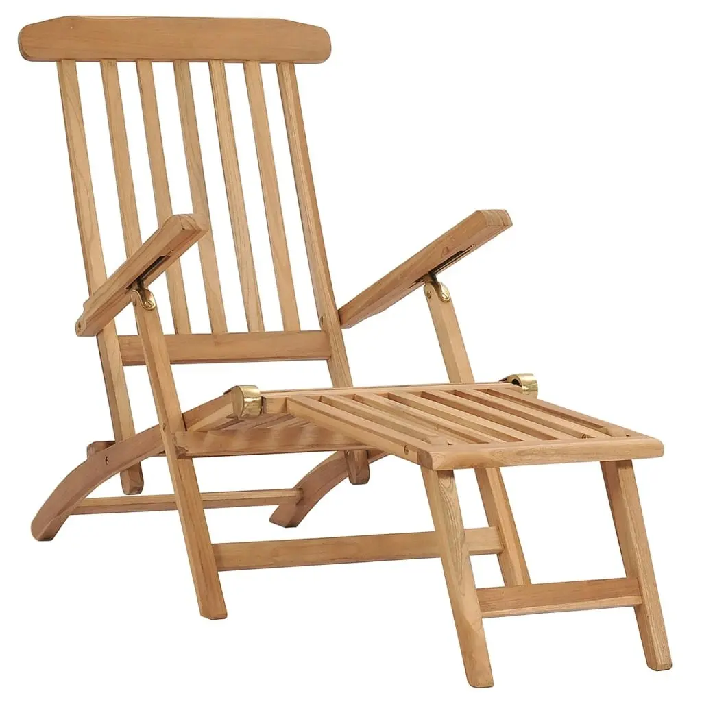 Garden Deck Chairs with Footrests and Table Solid Teak Wood 3059959