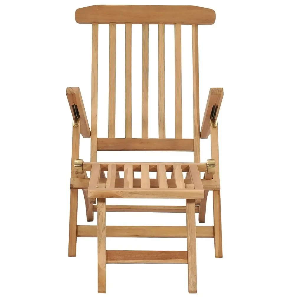 Garden Deck Chairs with Footrests and Table Solid Teak Wood 3059959