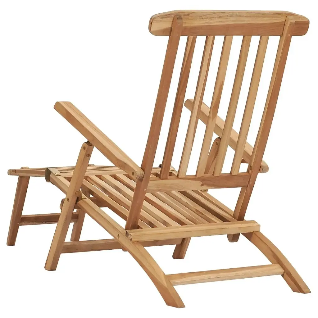 Garden Deck Chairs with Footrests and Table Solid Teak Wood 3059959