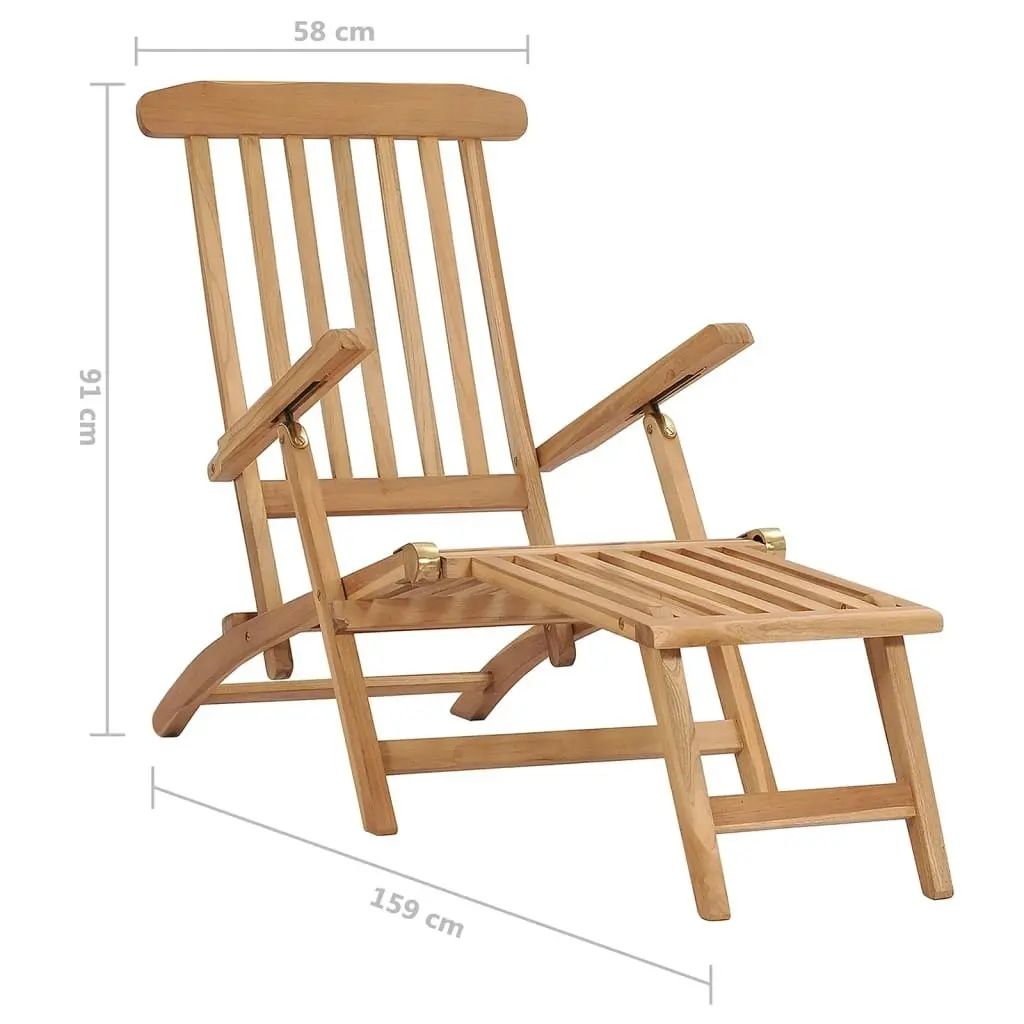 Garden Deck Chairs with Footrests and Table Solid Teak Wood 3059959