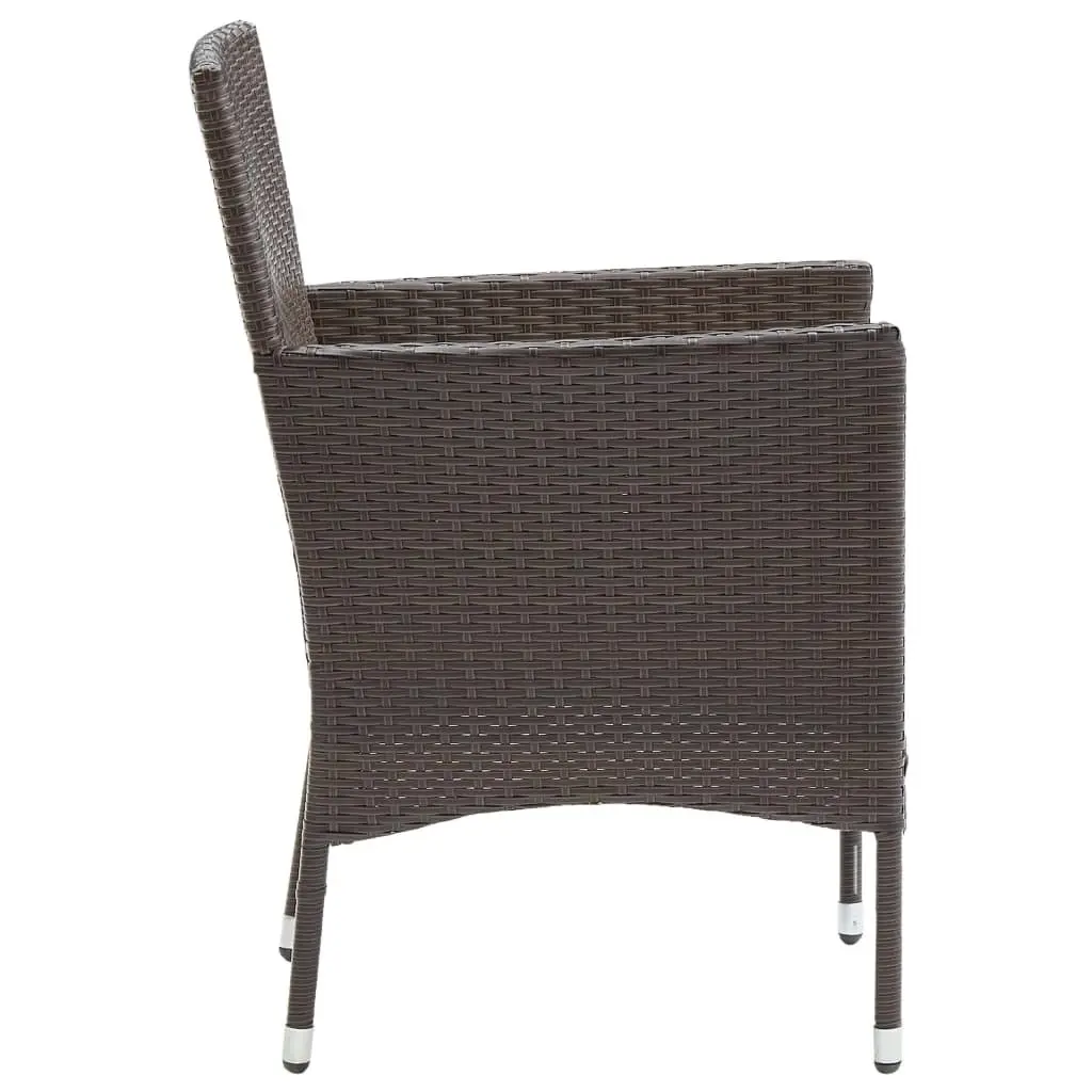 Garden Dining Chairs 2 pcs Poly Rattan Brown 310554