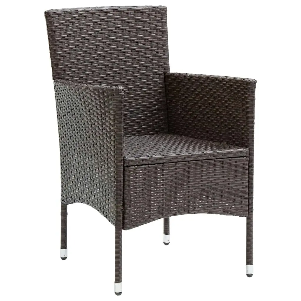 Garden Dining Chairs 2 pcs Poly Rattan Brown 310554