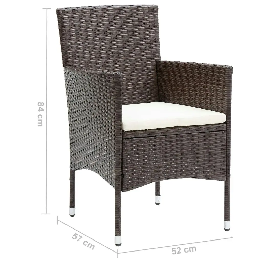 Garden Dining Chairs 2 pcs Poly Rattan Brown 310554