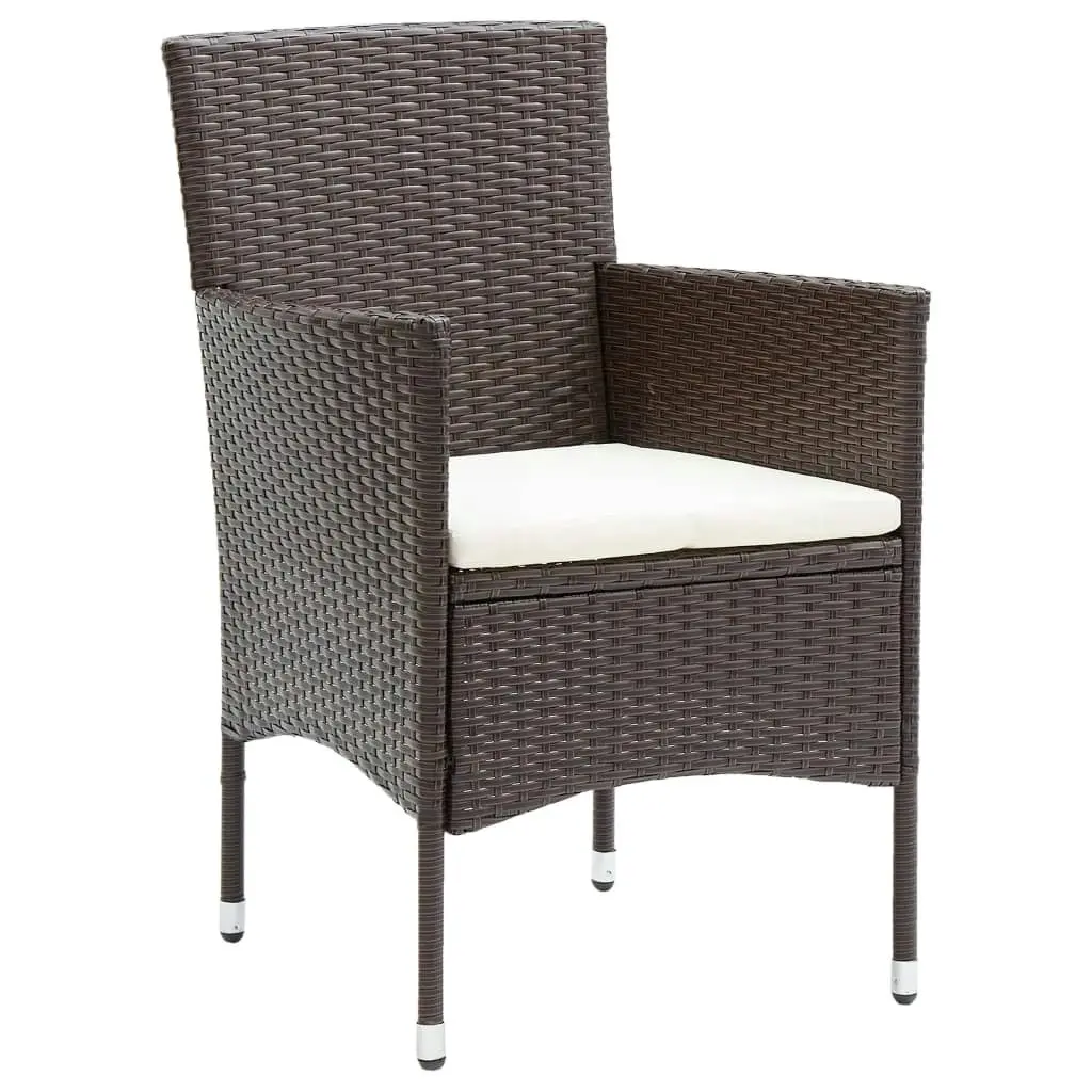 Garden Dining Chairs 2 pcs Poly Rattan Brown 310554