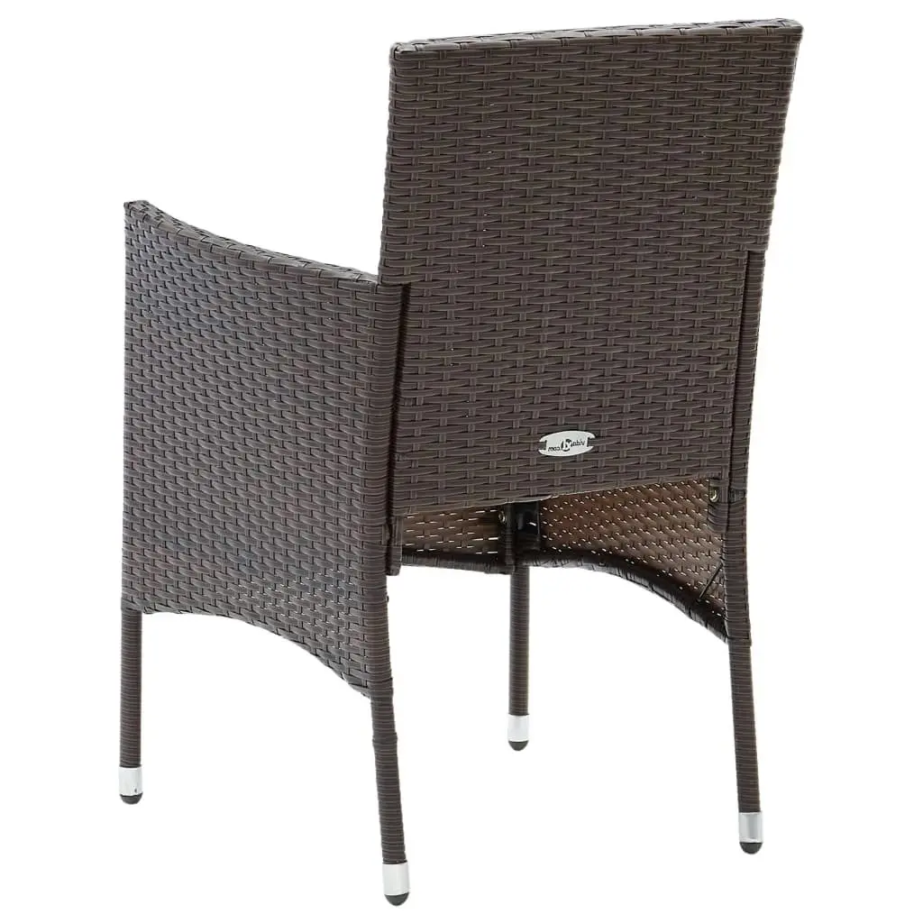 Garden Dining Chairs 2 pcs Poly Rattan Brown 310554