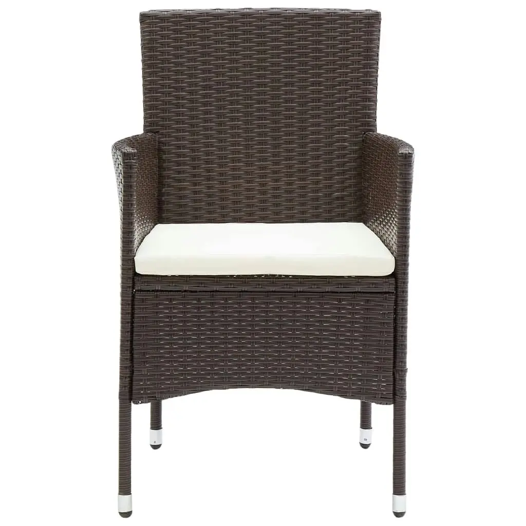 Garden Dining Chairs 2 pcs Poly Rattan Brown 310554